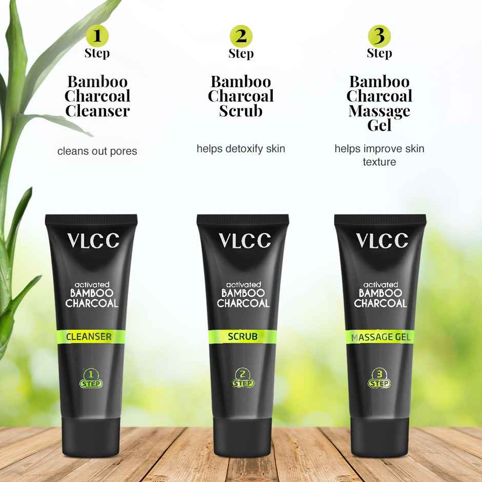 VLCC Activated Bamboo Charcoal Facial Kit with FREE Rose Water Toner