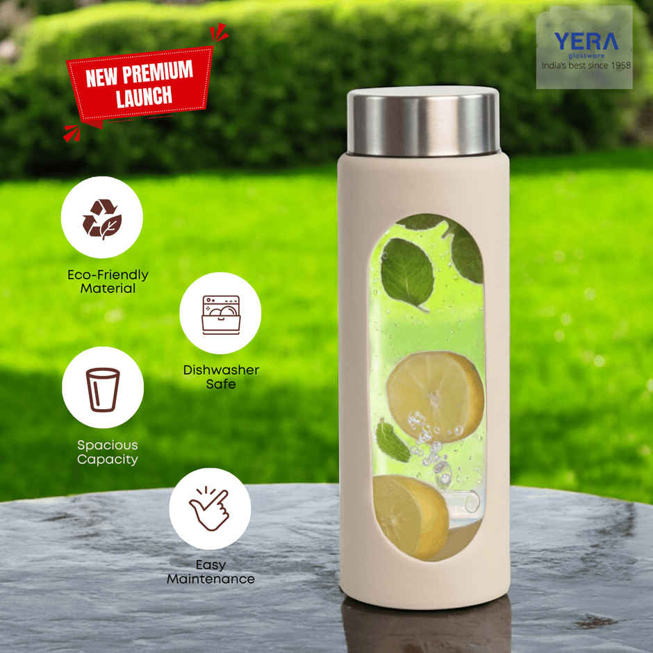 Yera Glassware Aqua Bliss Water Bottle with Sleeve | 500 ml