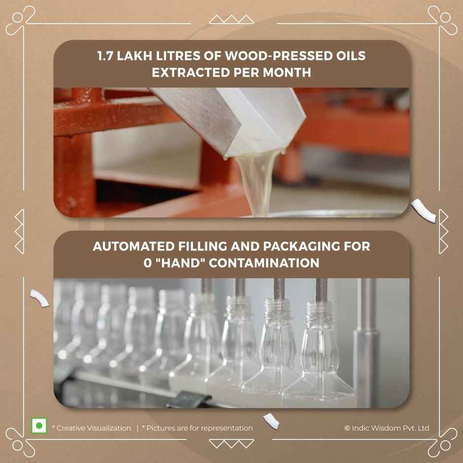 Indic Wisdom Virgin Coconut Wood Pressed Oil (Nariyal Oil) | Cold Pressed - Extracted on Wooden Churner