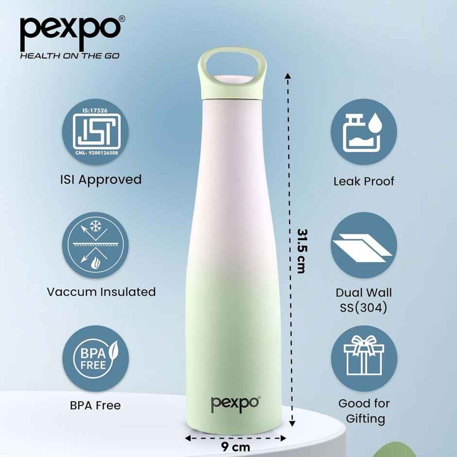 Pexpo Morocco Isi Certified Hot & Cold Insulated Bottle | 620 ml | Purple | Green Ombre Shade
