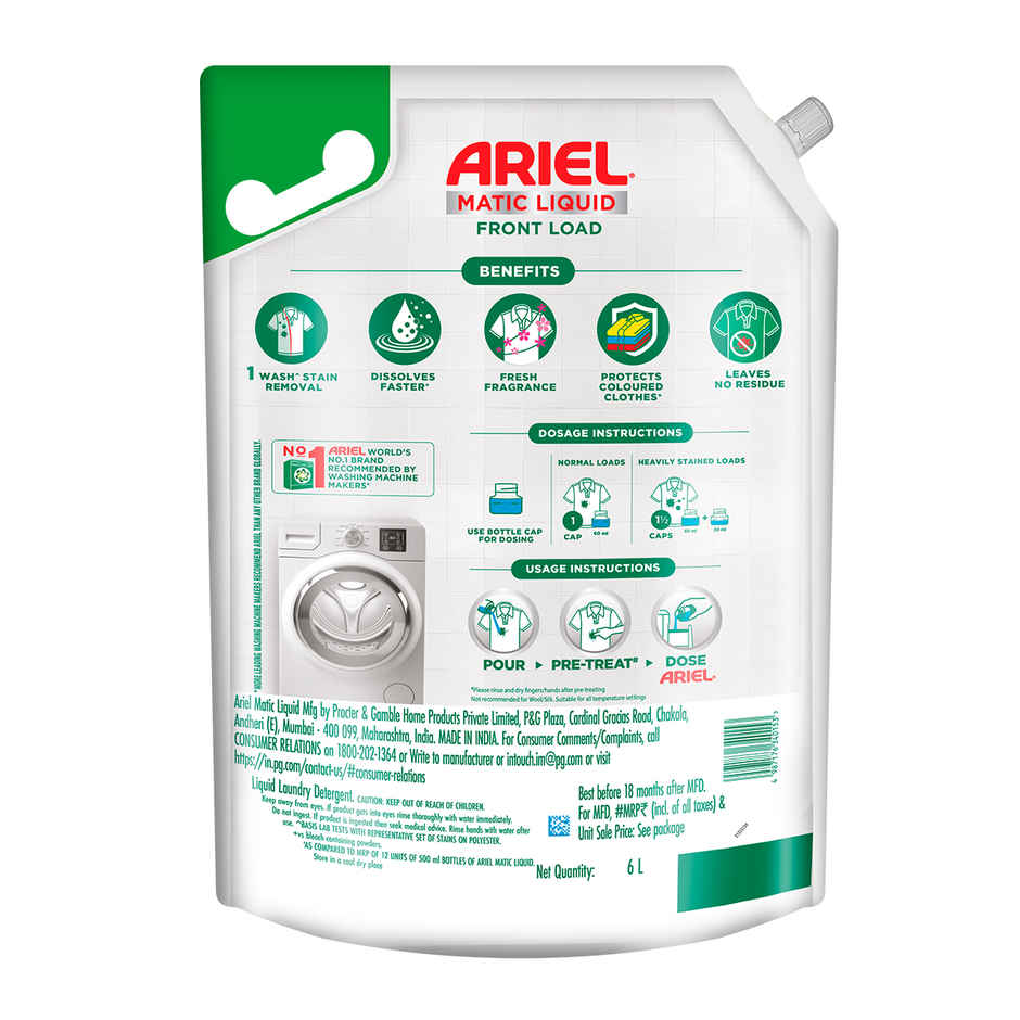 Ariel Stain Removal Front Load Washing Machine Detergent Liquid