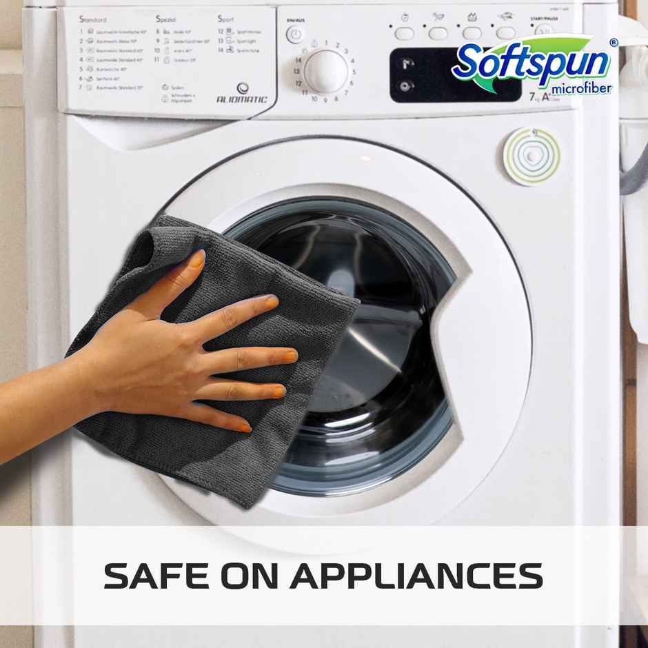 Softspun Microfiber Cleaning Cloths (340 GSM, 40x40cm, 2pc, Grey)