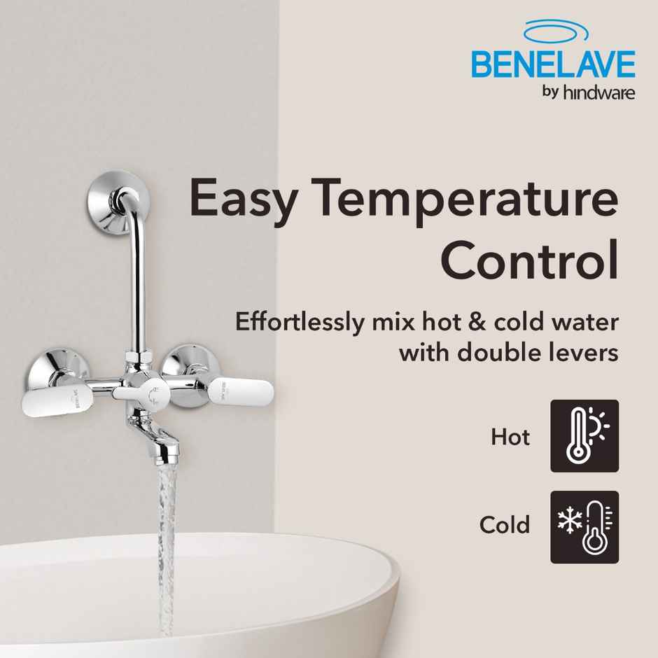 Benelave By Hindware Volga Wall Mixer With Provision For Overhead Shower| Hot And Cold Water Mixer