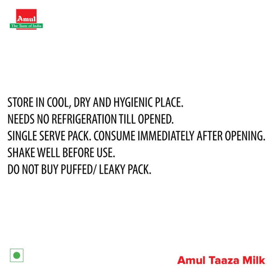 Amul Taaza Homogenised Toned Milk (Tetra Pack)