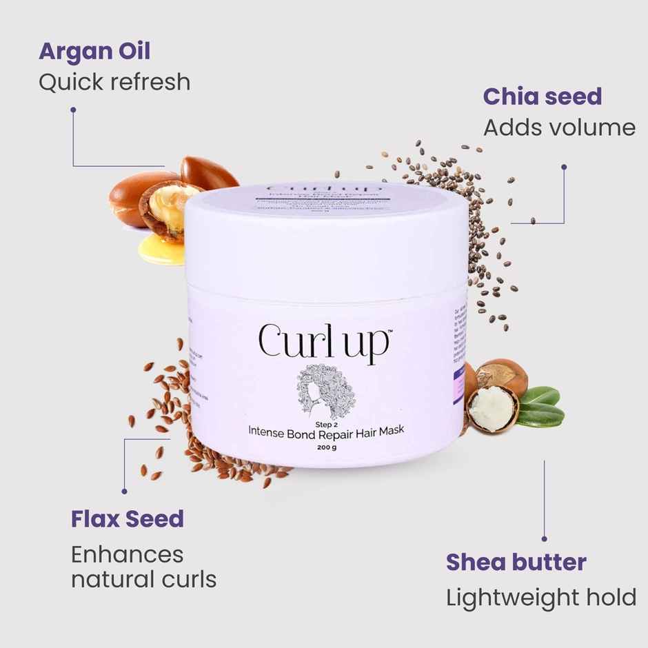 Curl Up Intense Bond Repair Hair Mask | For Damaged And Colour Treated Frizzy, Wavy & Curly Hair