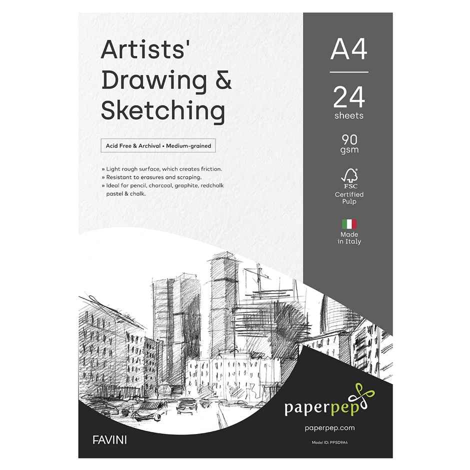 PaperPep Artists' Sketching & Drawing Paper 90GSM A4 Pack of 24