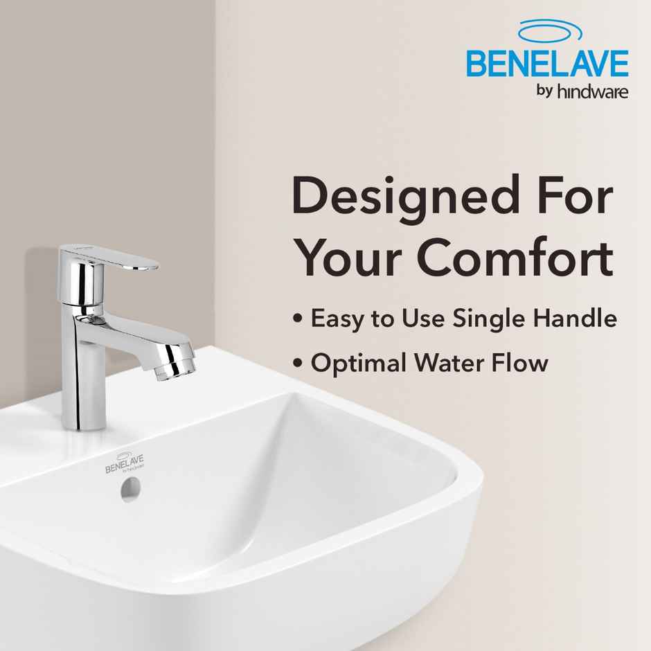 Benelave By Hindware Volga Brass Wash Basin Tap For Bathroom | Single Lever Cold-Only