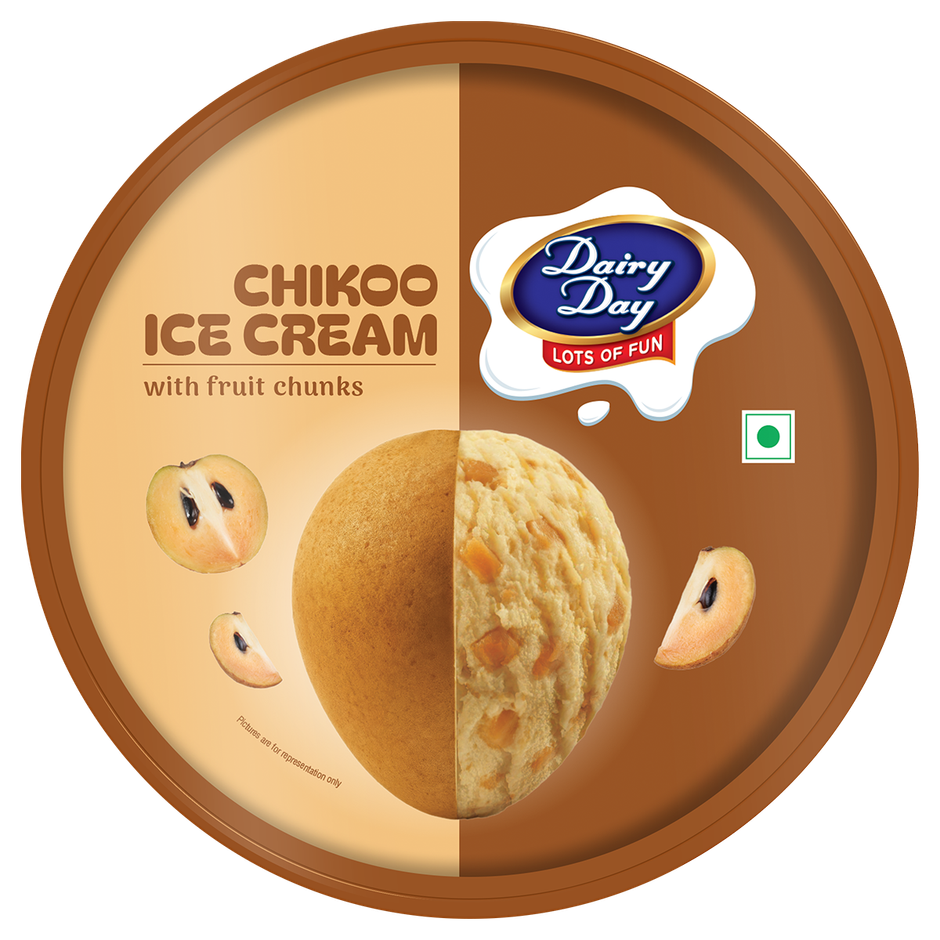 Dairy Day Chikoo Fruit Chunks Ice Cream Tub
