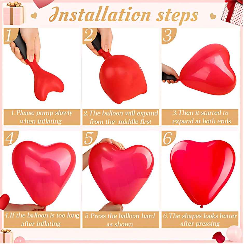 Red Heart Shape Love Balloons for Decoration | Hemito