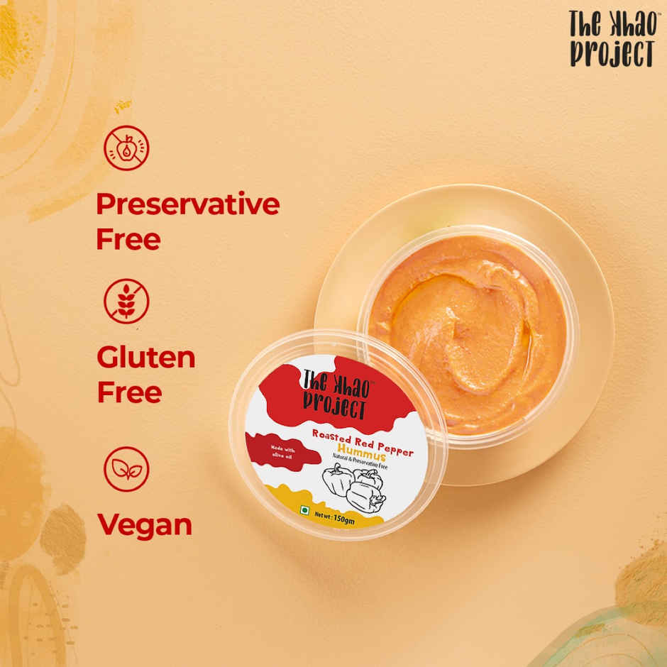 The Khao Project Classic Hummus(150gms) & The Khao Project Roasted Red Pepper Hummus(150gms) Combo