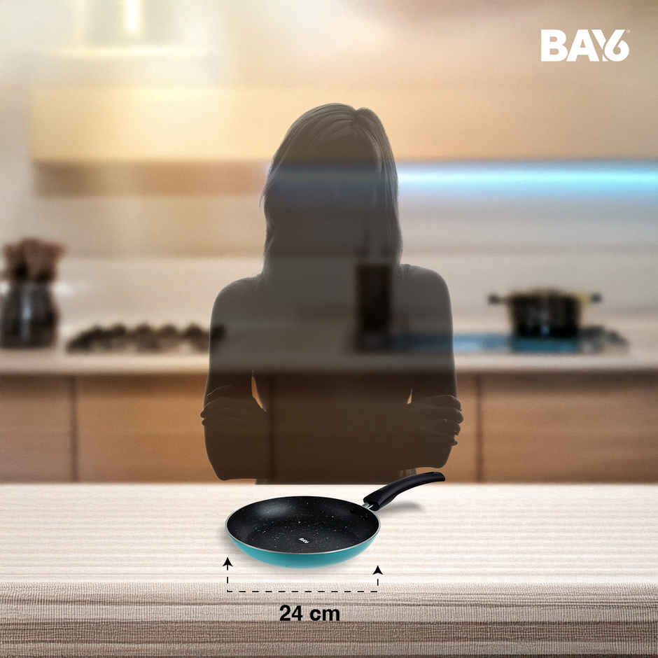 BAY6 Nonstick Induction Bottom Fry Pan (3mm) 24 cm -Teal