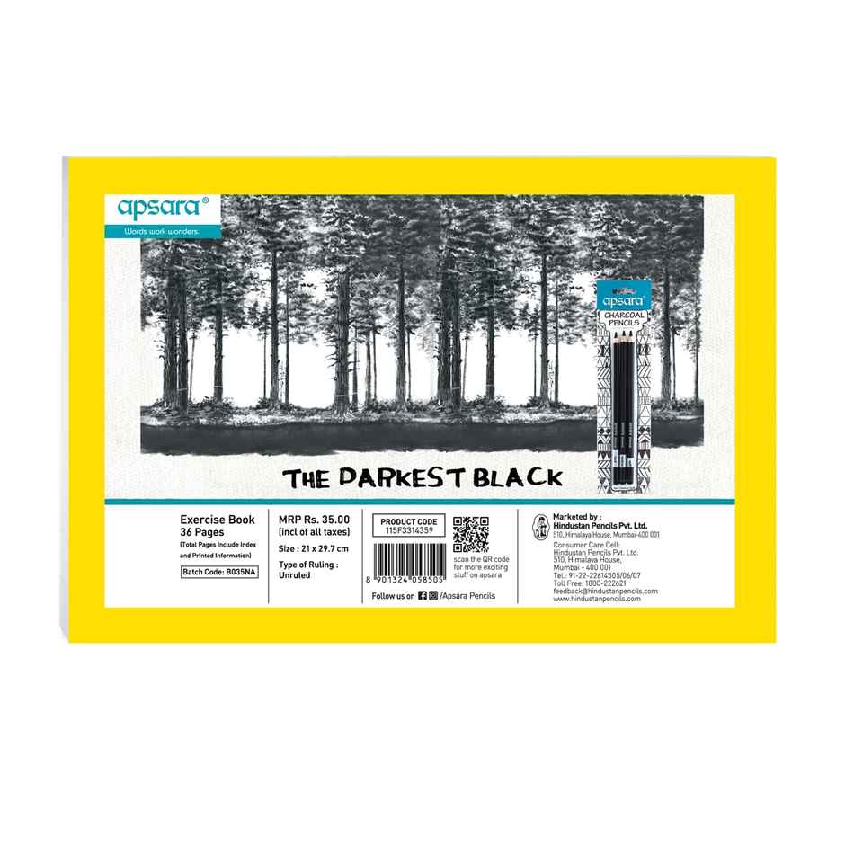 Apsara Drawing Book A4 Size | 36 Unruled White Pages | 29.7 x 21 cm - Assorted Colour & Design