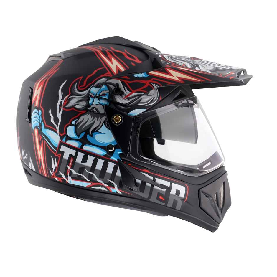 Vega Off Road D/V Thunder Lightweight Full Helmet- Dull Black Red - M