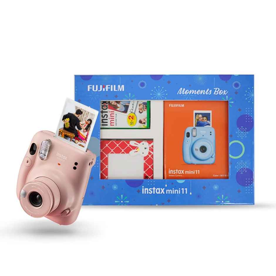 Fujifilm Instax Mini 11 Instant Camera (Blush Pink) Moments Box With 20 Shots