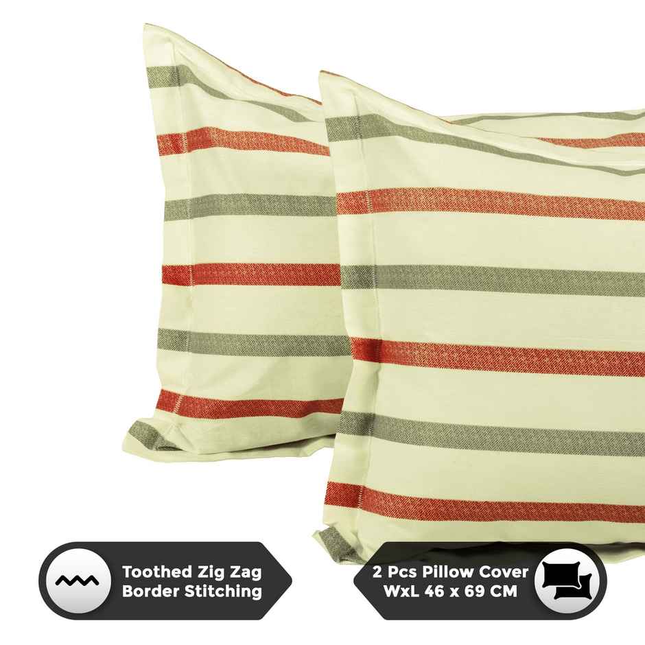 Story@home 144 TC Cotton Double Printed Flat Floral Bedsheet | Cream & Orange | 98 x 89 in