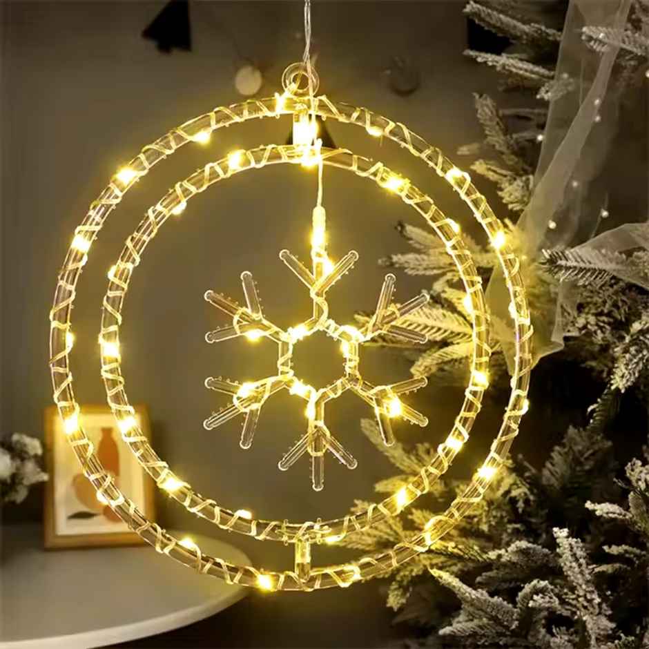DesiDiya Christmas Decoration LED Hanging Light - Ring Snowflakes Shape for Decoration