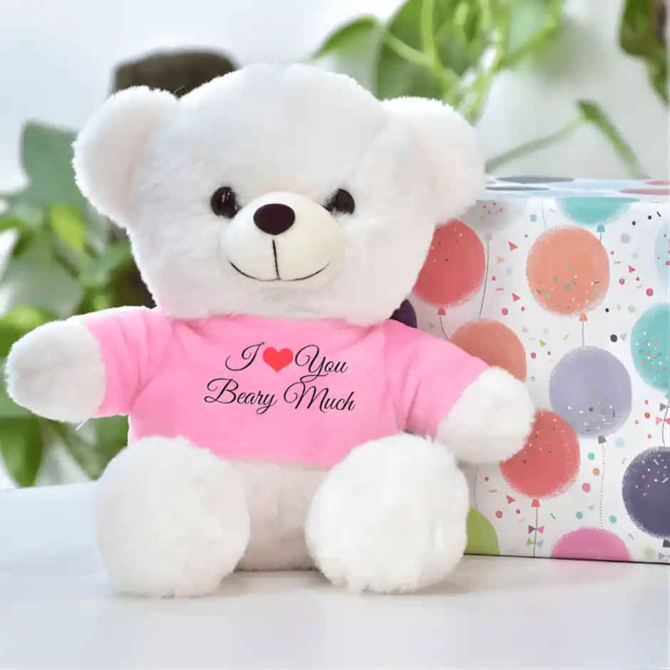 Fablue Soft Cuddly Teddy Bear Soft Toy for Kids | Ultra-Soft Plush Toy with Pink Shirt