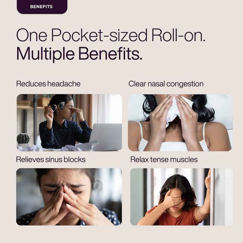 Puretive Migraine Ease Roll-On for Migraine , Headache and Sinus Relief