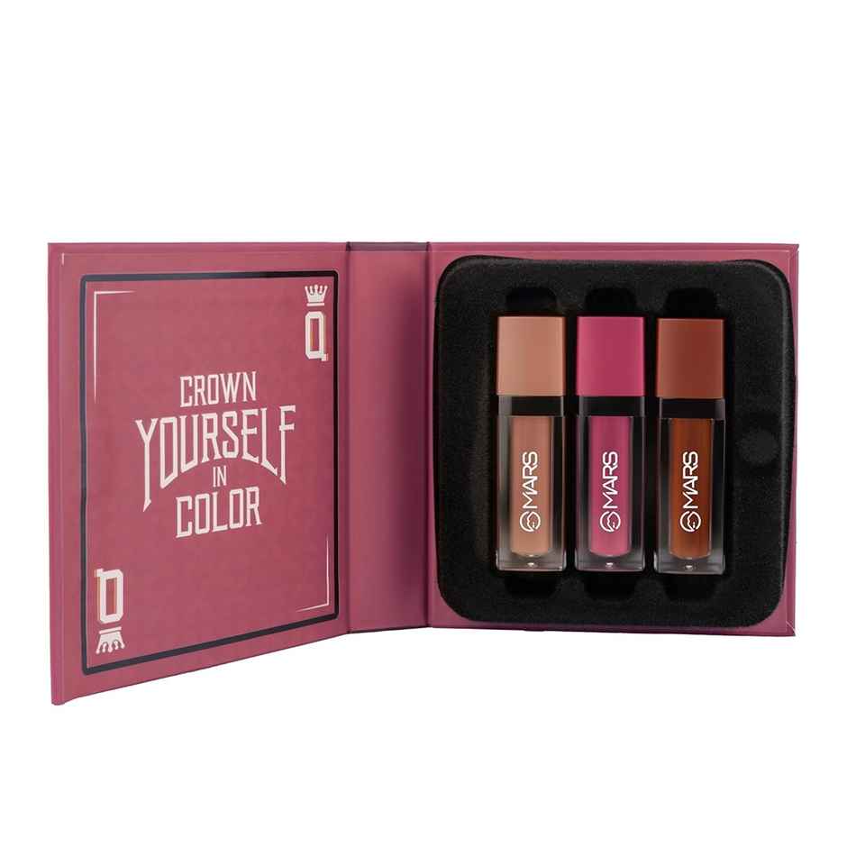 MARS Cosmetics Queen of Mattes Liquid Lipsticks Gift Box Set of 3 | All Rounder