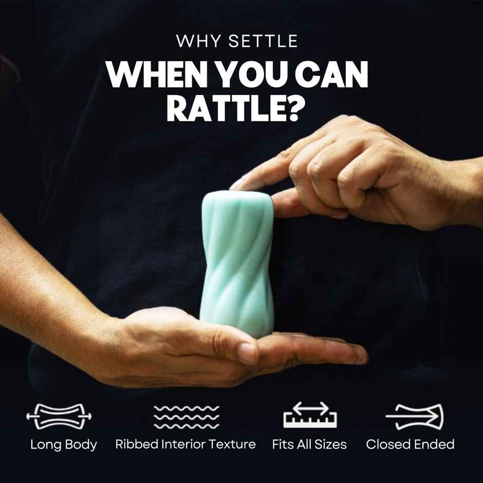 Boldedge Rattle Sleeve Stroker Massager - Blue