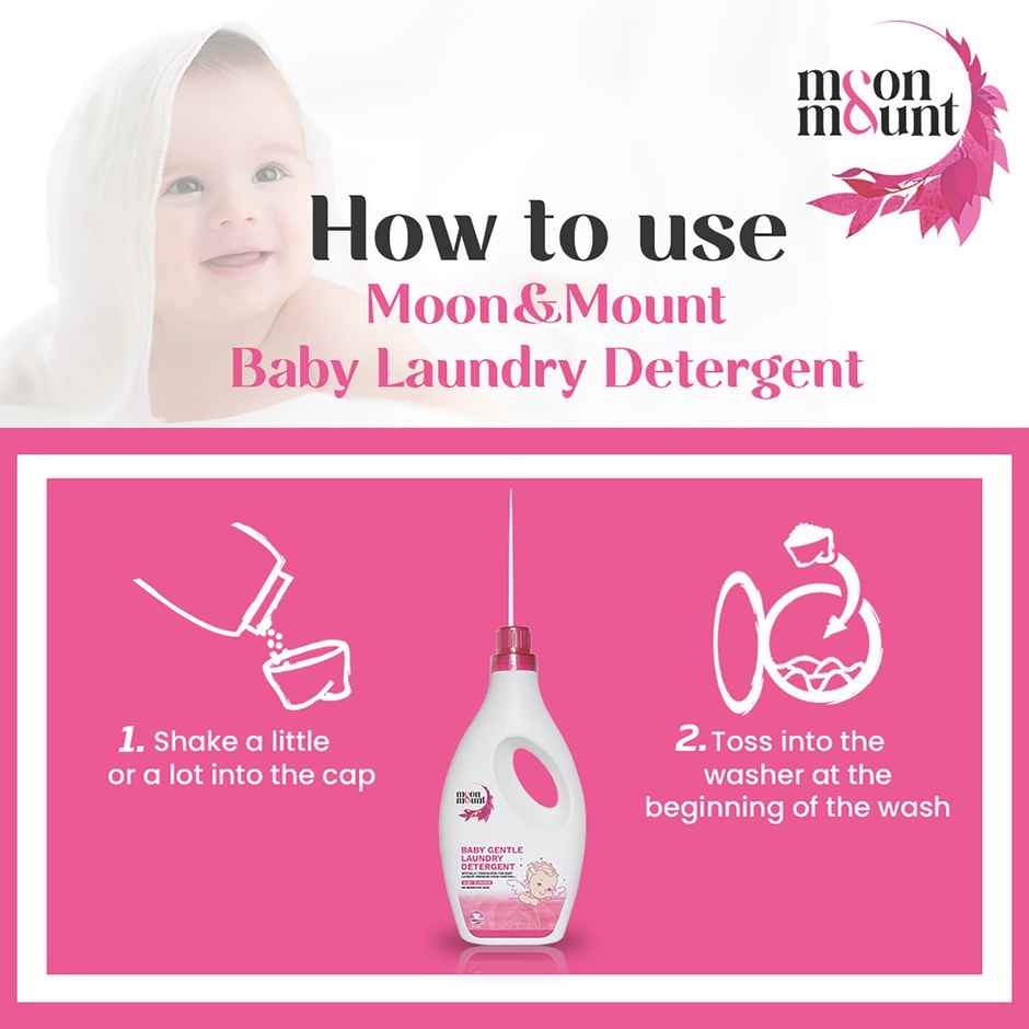 Moon And Mount Baby Laundry Liquid Detergent Washing Liquid For Baby Clothes Leaf Love (Rose) 1 l