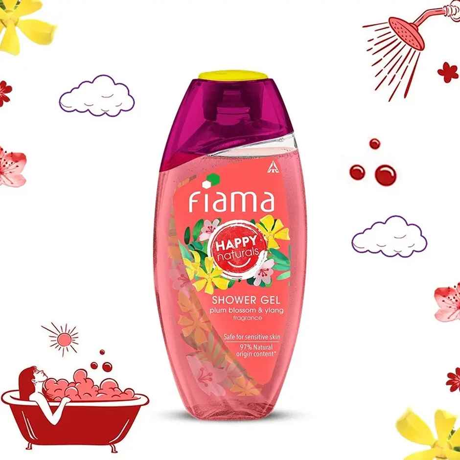 Fiama Happy Naturals Body Wash Shower Gel, Plum Blossom & Ylang Body Wash for Women & Men