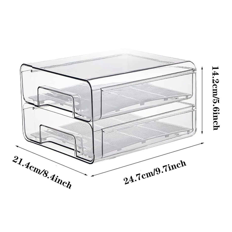 New Dawn 1 Box 2 Drawer Stackable Fridge Drawers Vegetable Storage Box For Fridge 4.5Ls
