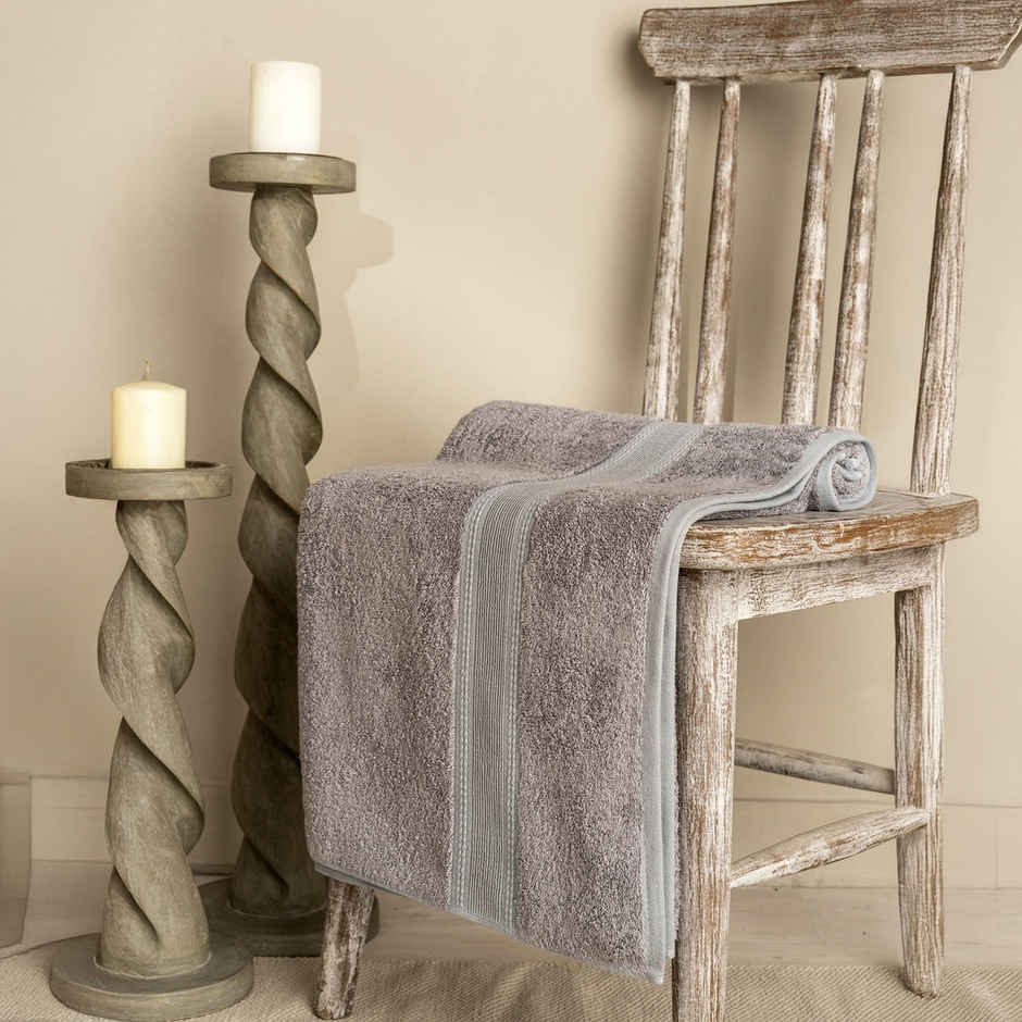 DDECOR Ecofriendly 70% Bamboo 30% Cotton Super Soft 650 GSM Solid Sustainable Bath Towel - Grey