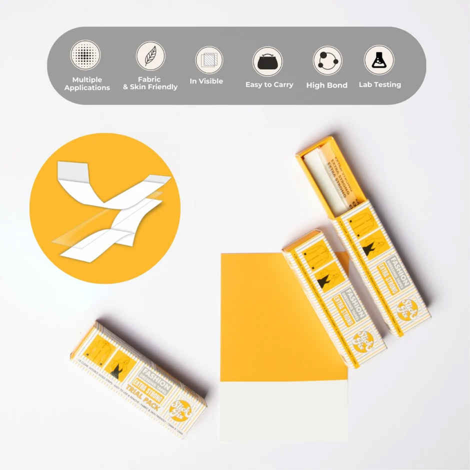 Slickfix Extra Strong Fashion Dressing Tape Invisible Double-Sided Body Tape Fabric & Skin Friendly (Pack Of 36)