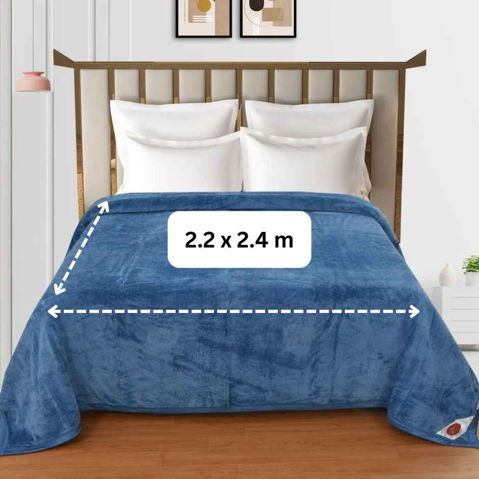 Florida Flannel Blanket for All Season Warm and Super Soft for Double Bed 300 GSM Blue