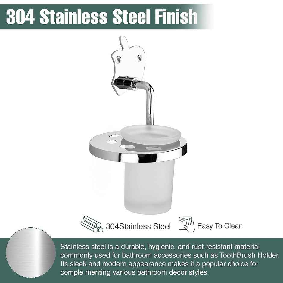 GLOXY Stainless Steel Wall Mounted Toothbrush Holder Toothpaste Stand for Bathroom SS304