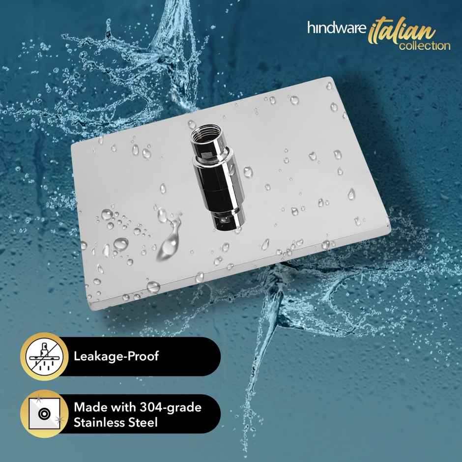 Hindware 200 mm Stainless Steel Easy Clean Rain Shower Without Arm - Square Head