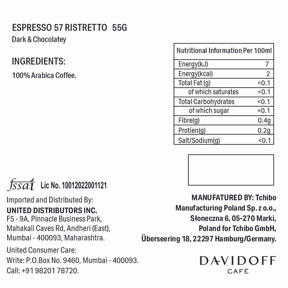 Davidoff Espresso 57 Ristretto Dark And Chocolatey Coffee Capsules