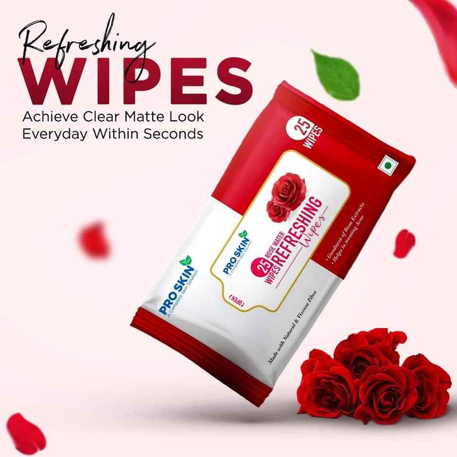 Pro Skin Refreshng Wipes Mint N Aloe(25pc) & Pro Skin Refreshing Wipes Rose Water(25pc) Combo