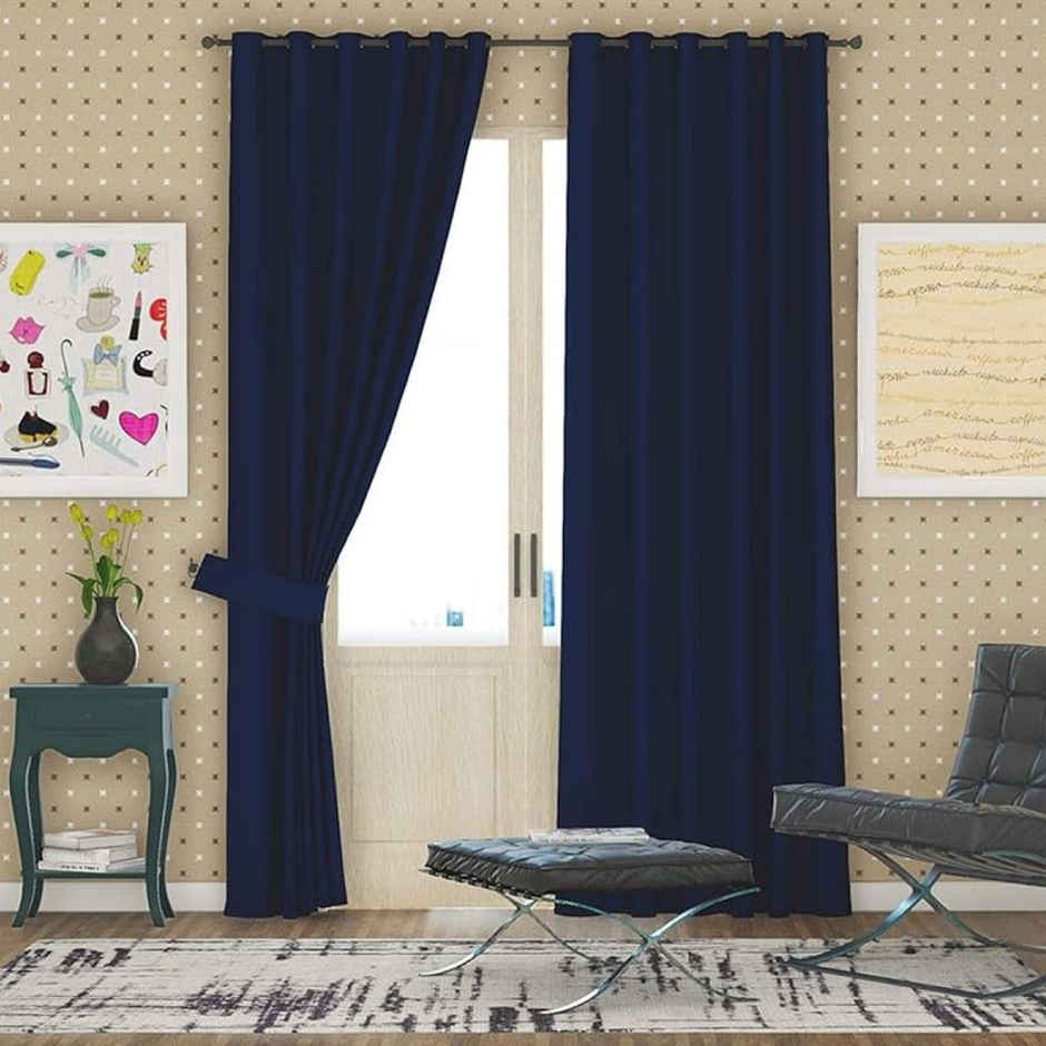 Lushomes Outdoor Curtain - Navy Blue | 8 Metal Eyelets | Balcony | 4.5 ft x 7.5 ft | 54 x 90 inch