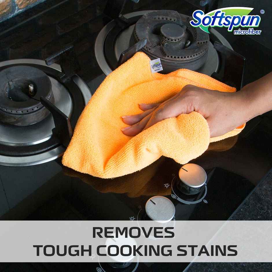 Softspun Microfiber Cleaning Cloths (340 GSM, 40x40cm, 4pc, Multicolor/Assorted)