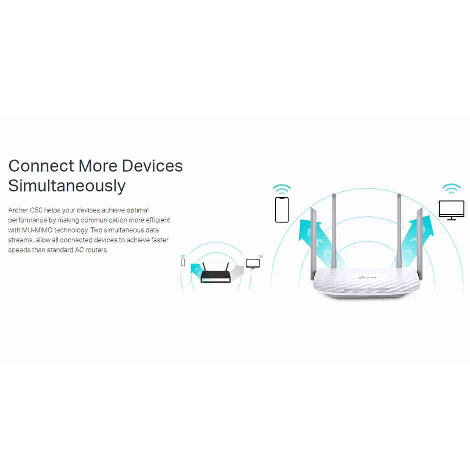 TP-Link Archer C50 AC1200 Wireless Dual Band Cable Router,Supports Parental Control - White