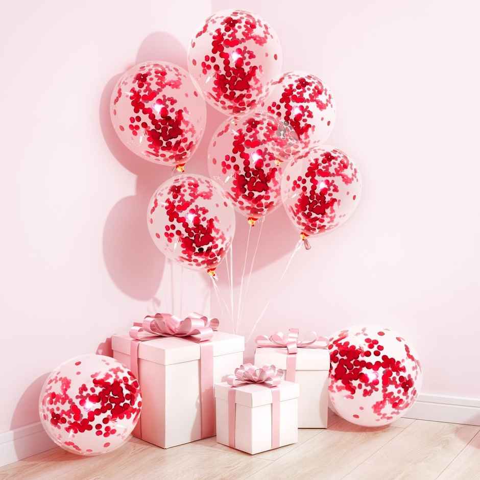 Romantic Decoration Red Confetti Balloons | Party Propz