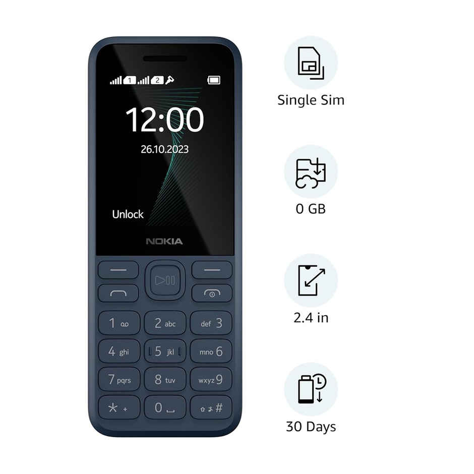 Nokia 130 Music Dual Sim Keypad Mobile | 2.4" Display | 1450 mAh Battery | Blue