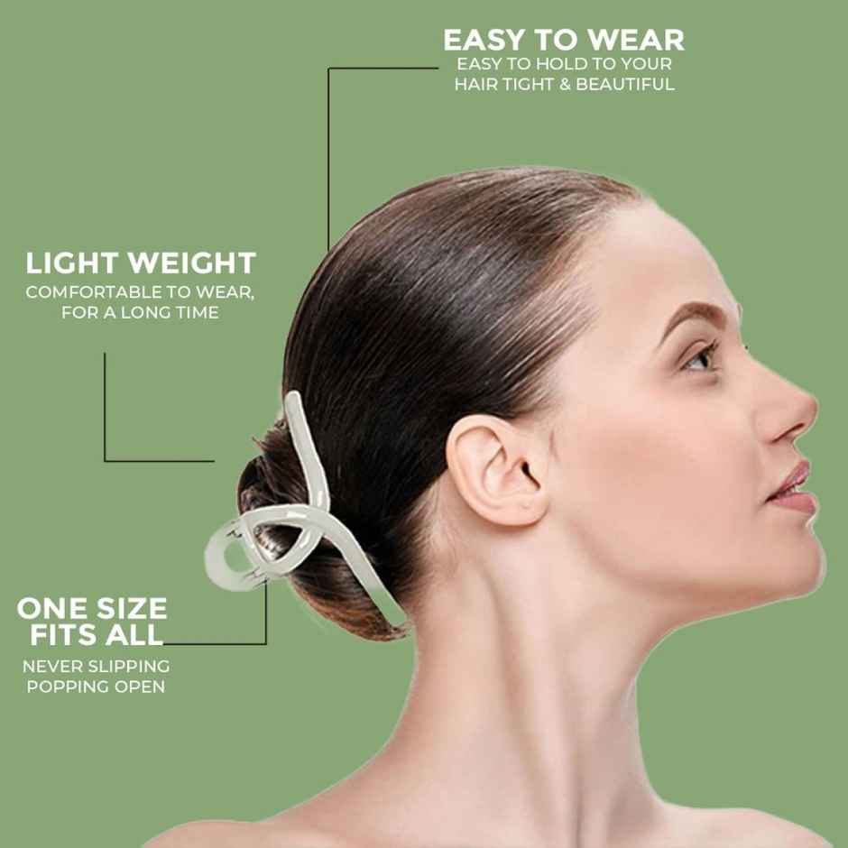 Prolume T-Shape Claw Clips Hair Accessories For Women/Girl | Light Beige | Dark Beige