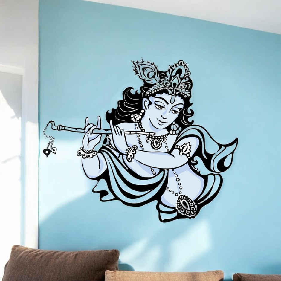 Divine Vibes Laddoo Gopal Krishna With Bansuri Wall Sticker