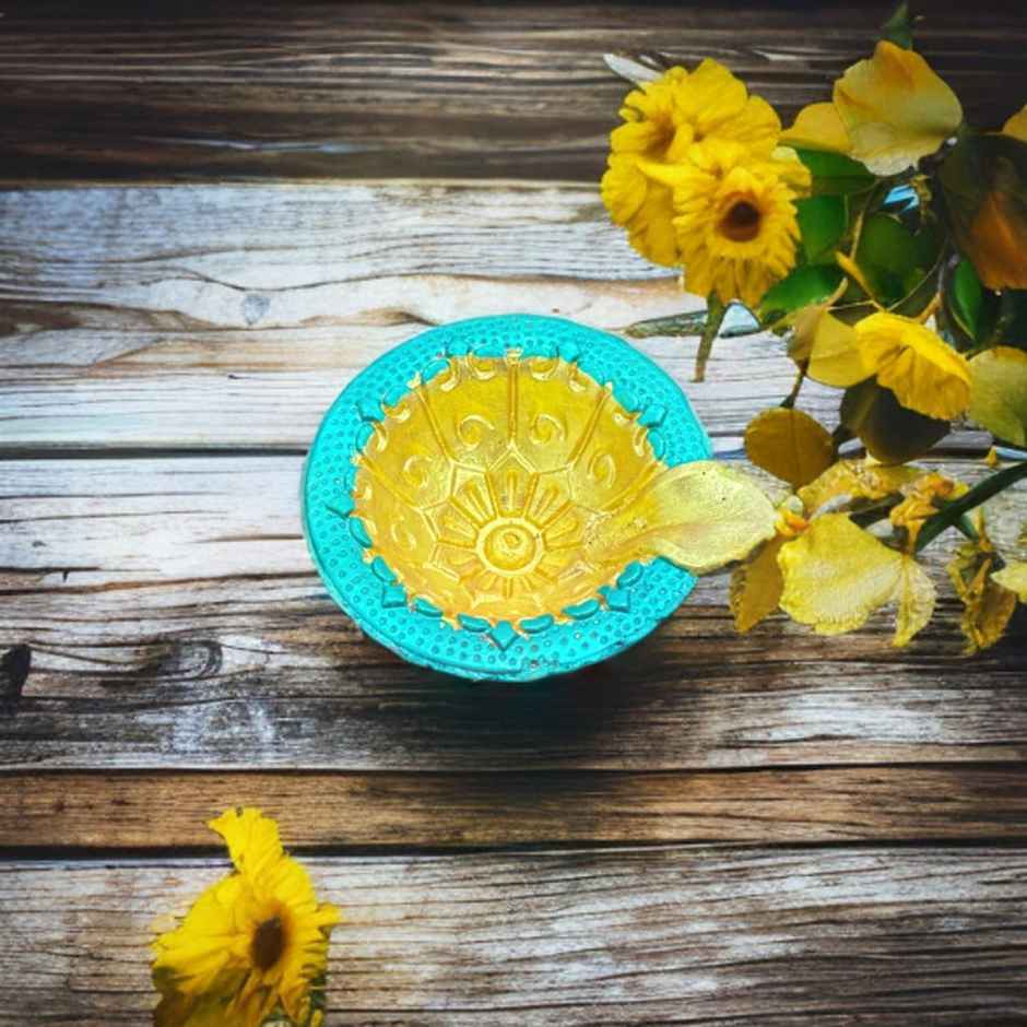 Multicolor Kanchan Diya | Designer Clay Diya |Pack Of 12 | DiaCraft