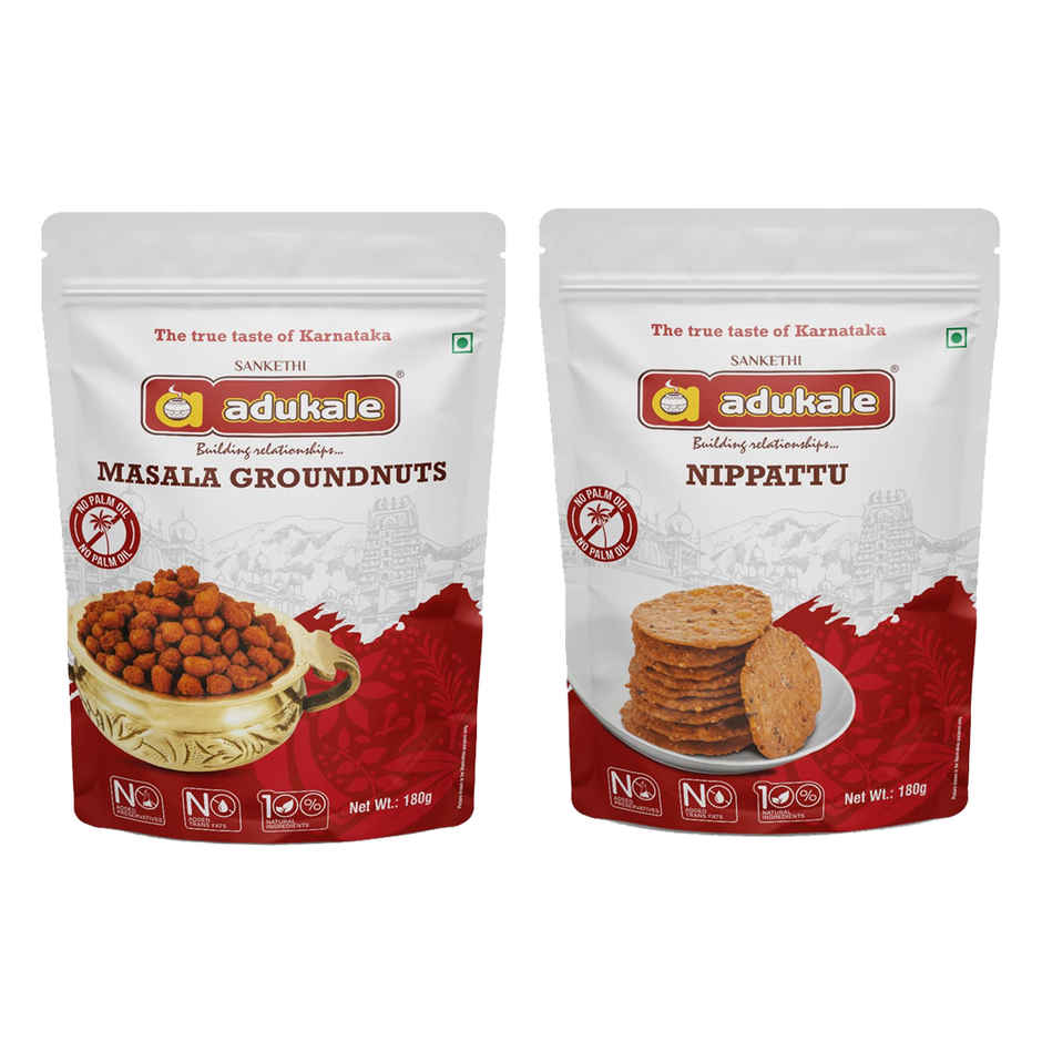 Adukale Nippattu 180.0 Gram (180g) & Adukale Masala Groundnuts 180.0 Gram (180g) Combo