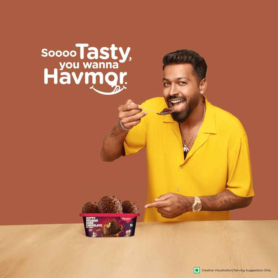 Havmor Signature Nutty Belgian Dark Chocolate Ice Cream Tub(750ml) & Dukes Waffy Vanilla Flavoured Wafers(60gms) Combo