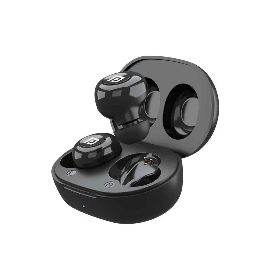 Portronics Harmonics Twins S3 Smart TWS Earbuds with 20 Hrs Playtime, Bluetooth 5.2, 8mm Drivers, Lightweight Design - Black