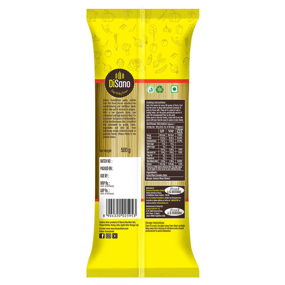 Disano Spaghetti Pasta, 100% Durum Wheat, No Maida Combo