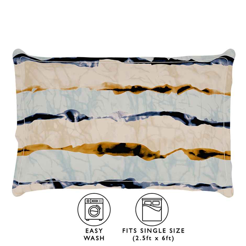 Story@Home 160 TC Microfiber Single Abstract Flat Bedsheet | Grey & Cream