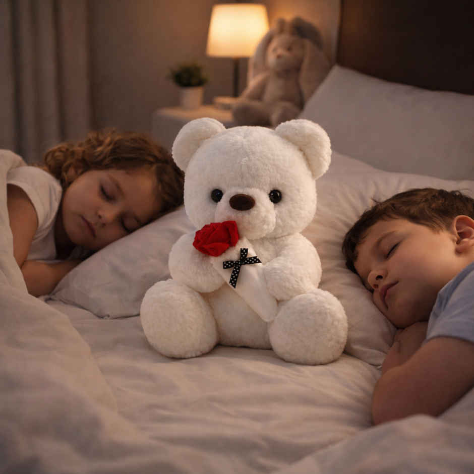 Choco Lava Cake (1pc) & Fablue Cute Teddy Bear With Sweet Rose Plush Toy (1pc) Combo