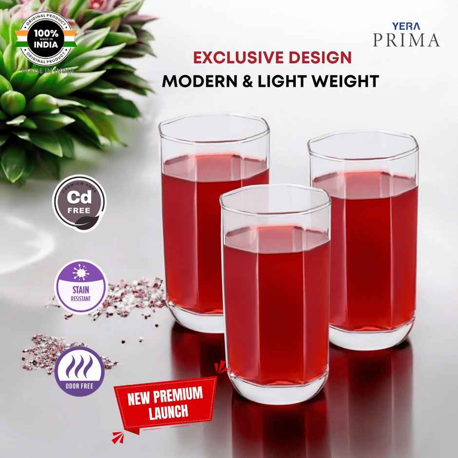 YERA GLASSWARE Prima Water Tumbler | Durable & Stylish