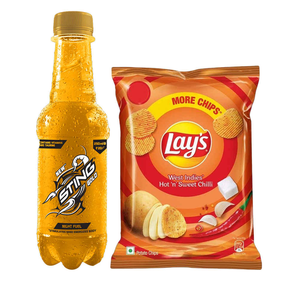 Lay'S West Indies Hot 'N' Sweet Chilli Potato Chips (50g) & Sting Gold Night Fuel Energy Drink (250ml) Combo